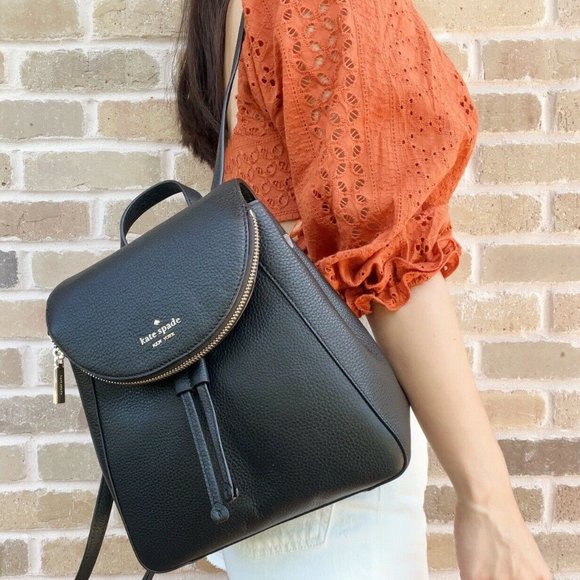 NWT Kate Spade Leather Backpack Black Pebbled Leather